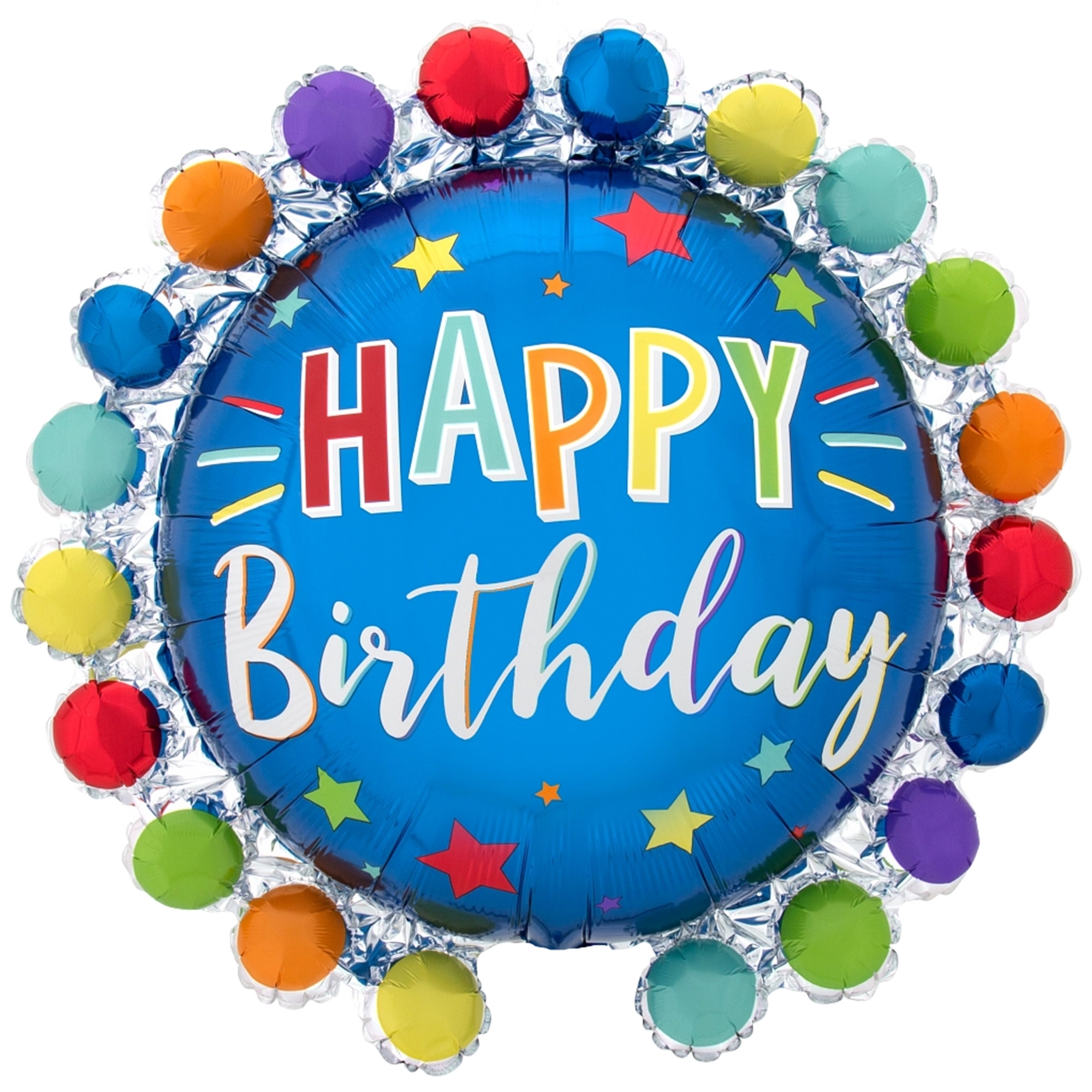 Folienballon "Happy Birthday Sterne" 65cm Ballon, Leute, Person, Geburtstagstorte, Essen