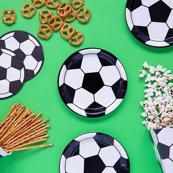 Fußballteller, Pizzateller, Snackteller, Party-Deko, Schüssel-Set