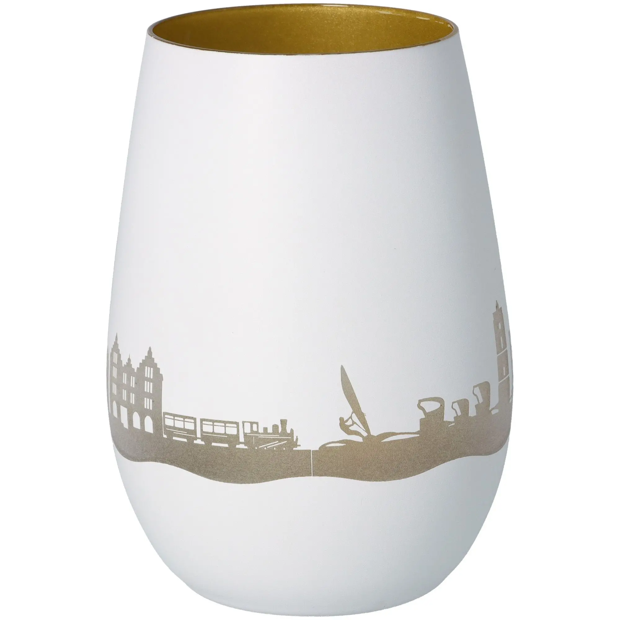 Windlicht Skyline Borkum Weiß/Gold