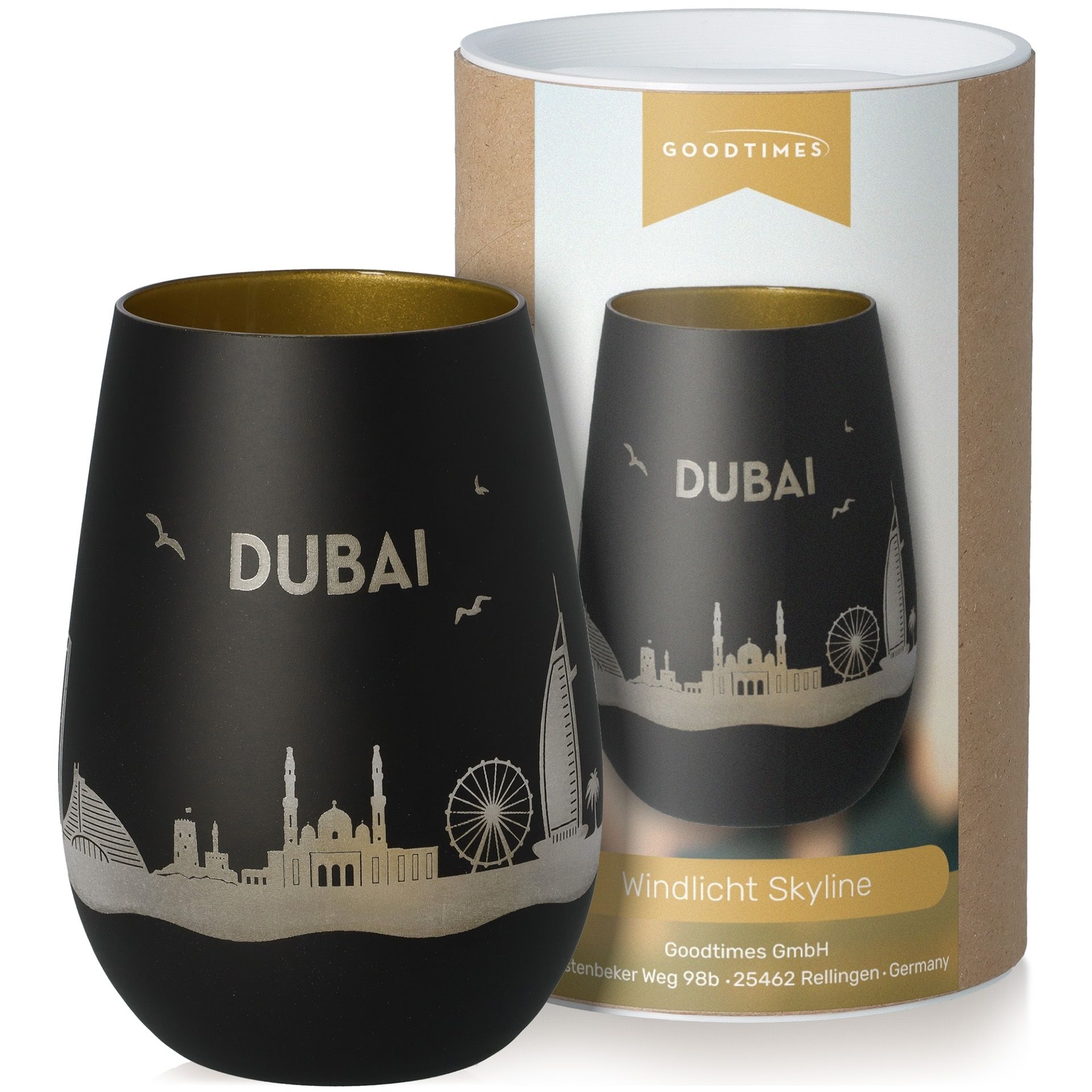 Windlicht Skyline Dubai Schwarz/Gold Krug, Töpferei, Tasse