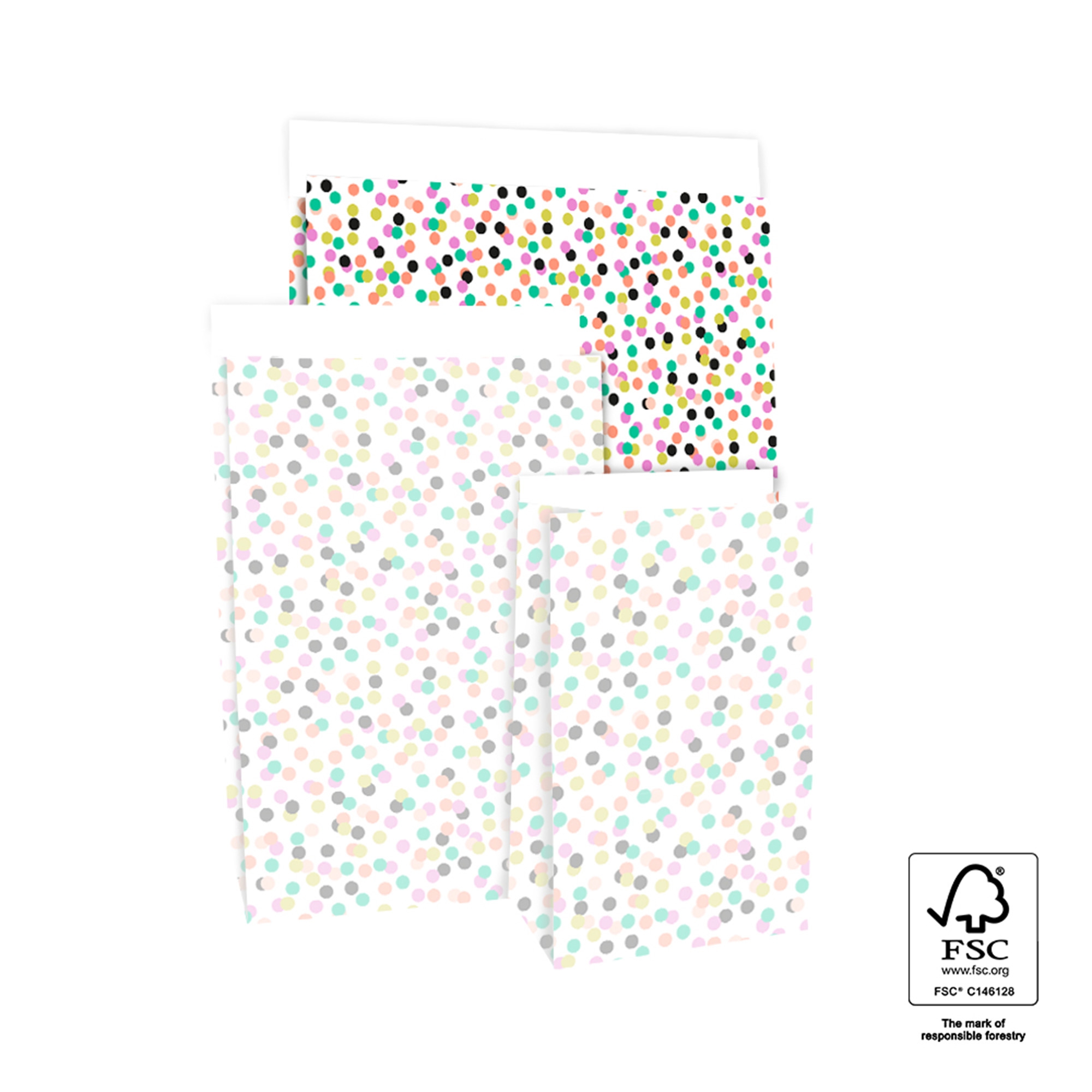 Blockbodenbeutel L "Small Confetti" Papier