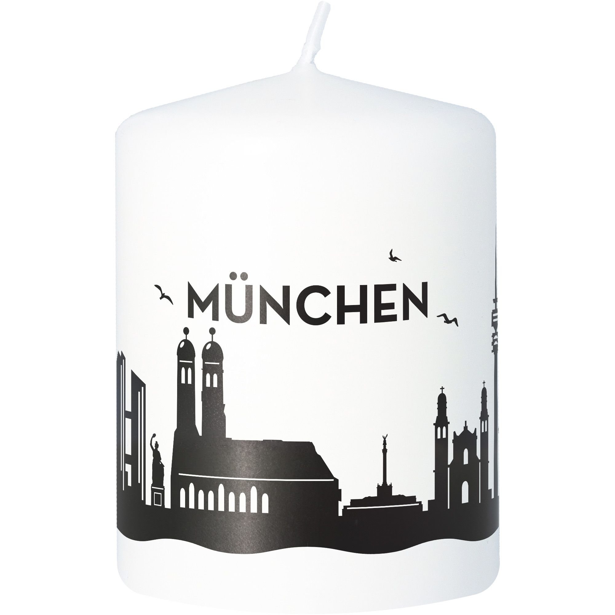 Stumpenkerze Skyline München Weiß Stumpenkerze Skyline München Weiß