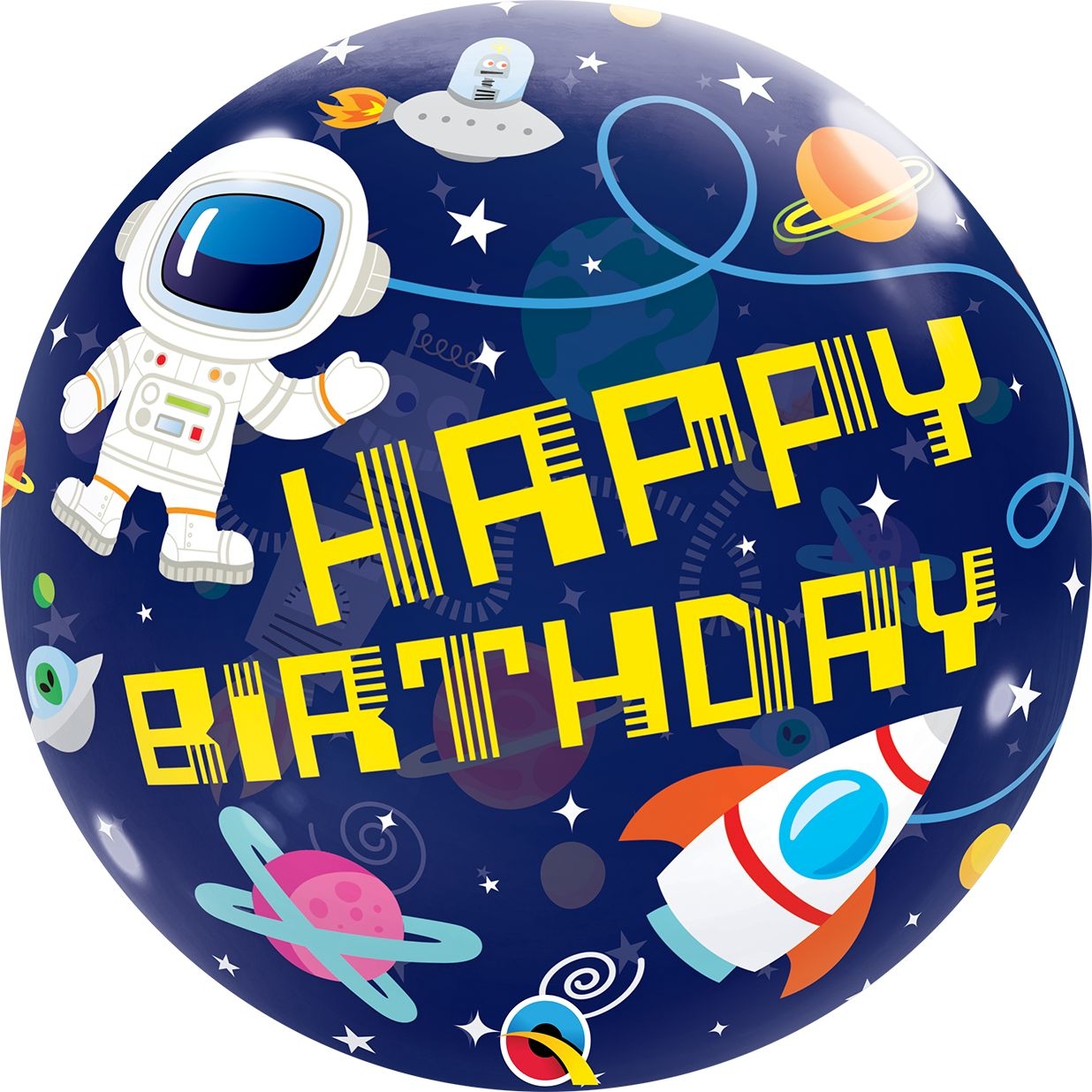 Bubble Ballon "Happy Birthday" Space 56cm