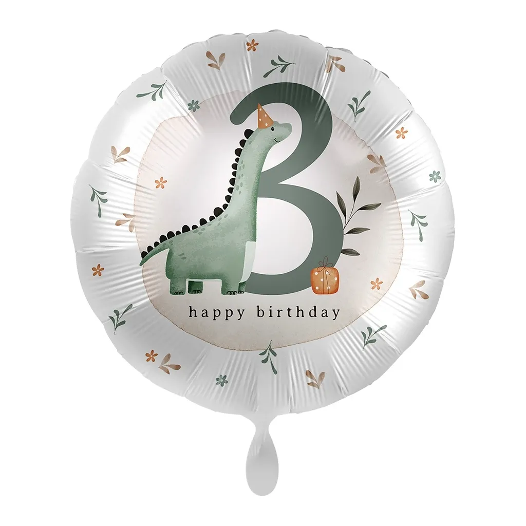Folienballon "Zahl 3 Dino" 45cm