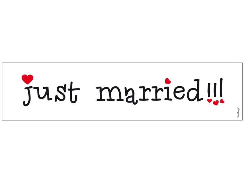Nummernschild Aufkleber zur Hochzeit "Just Married" mit Herzchen