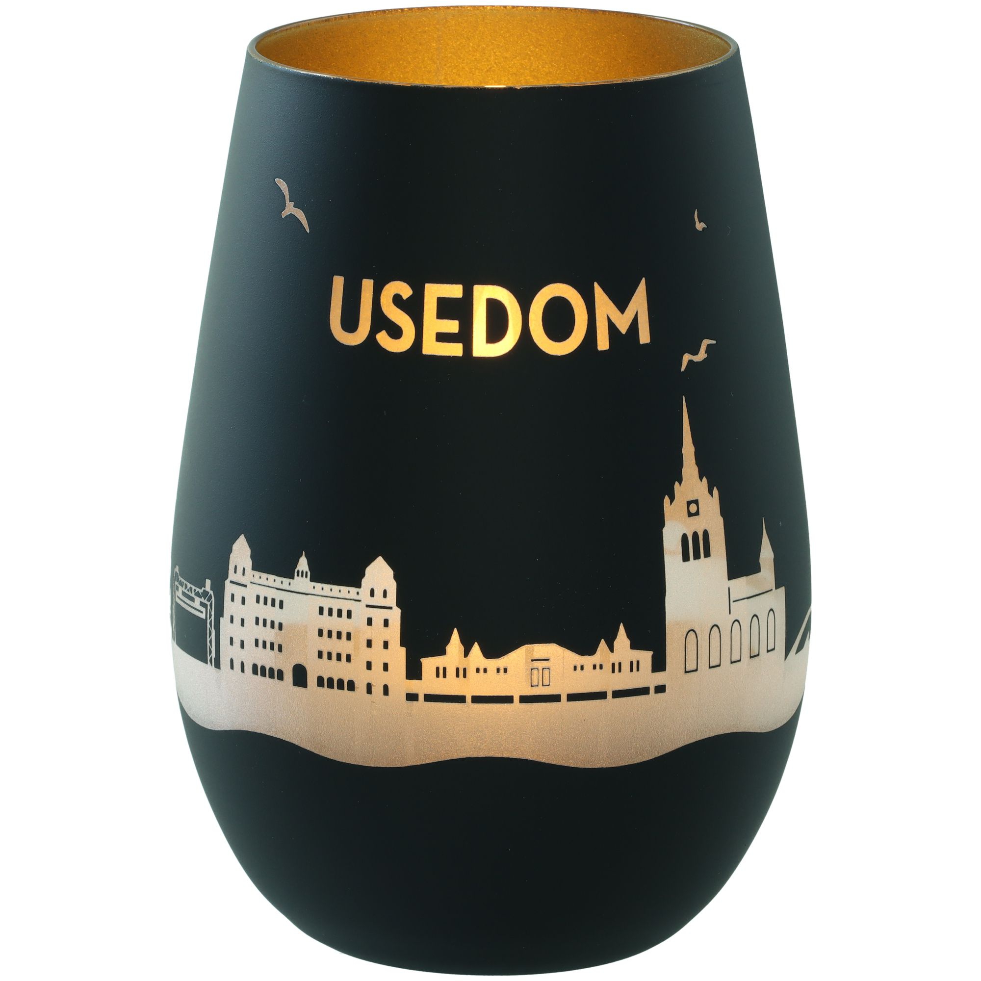 Windlicht Skyline Usedom Schwarz/Gold Windlicht Skyline Usedom Schwarz/Gold