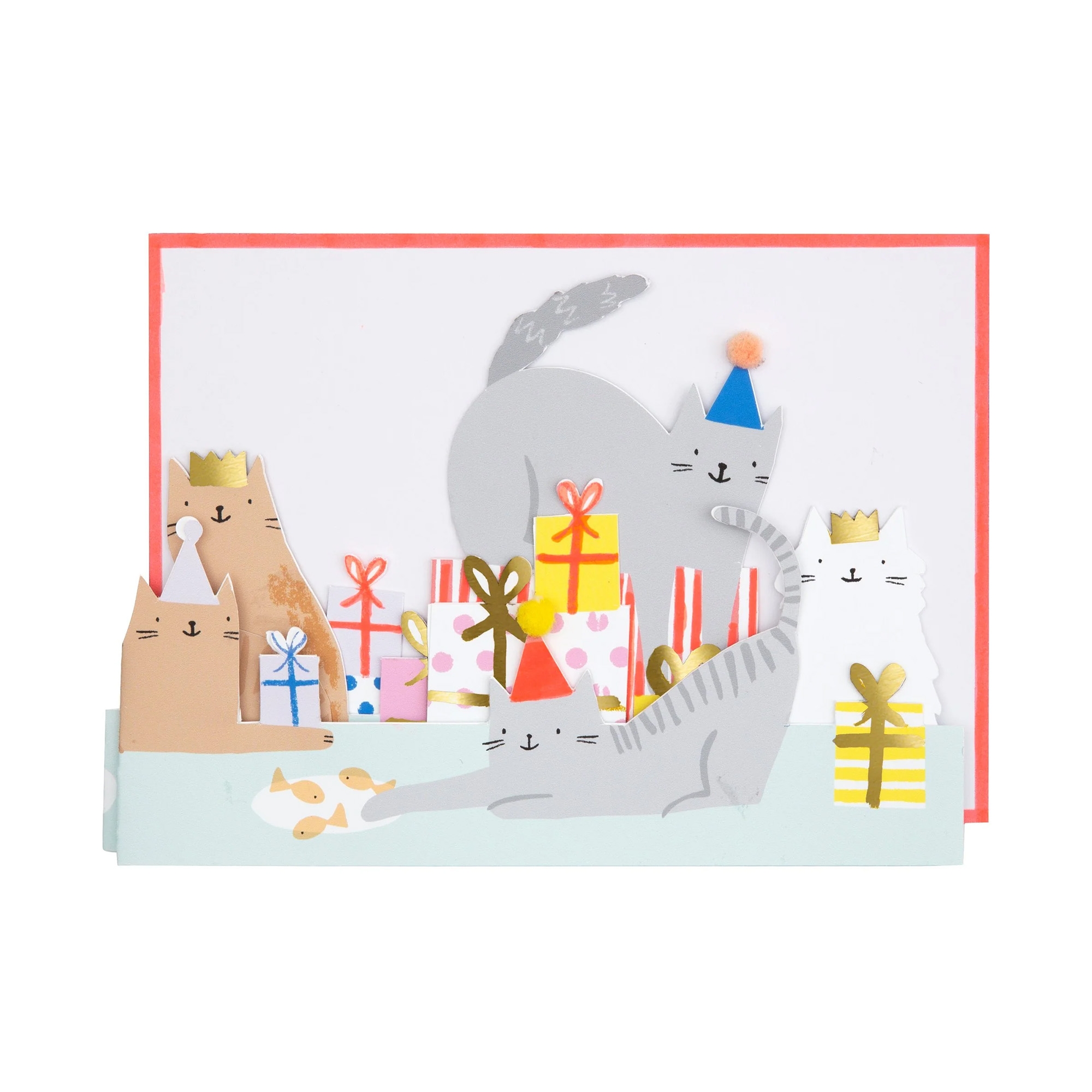 Meri Meri - Geburtstagskarte "Katzenparty" Briefumschlag, Grußkarte, Post, Draußen