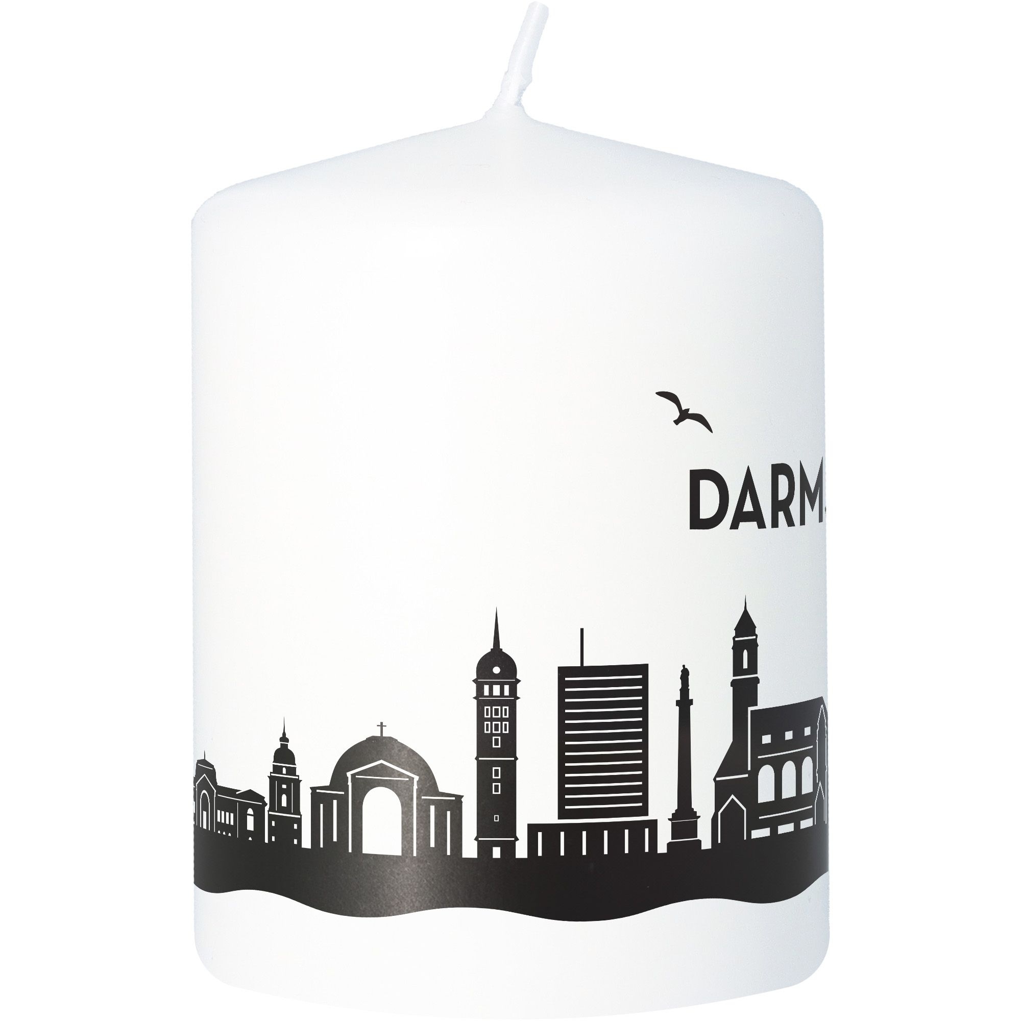 Stumpenkerze Skyline Darmstadt Weiß Stumpenkerze Skyline Darmstadt Weiß