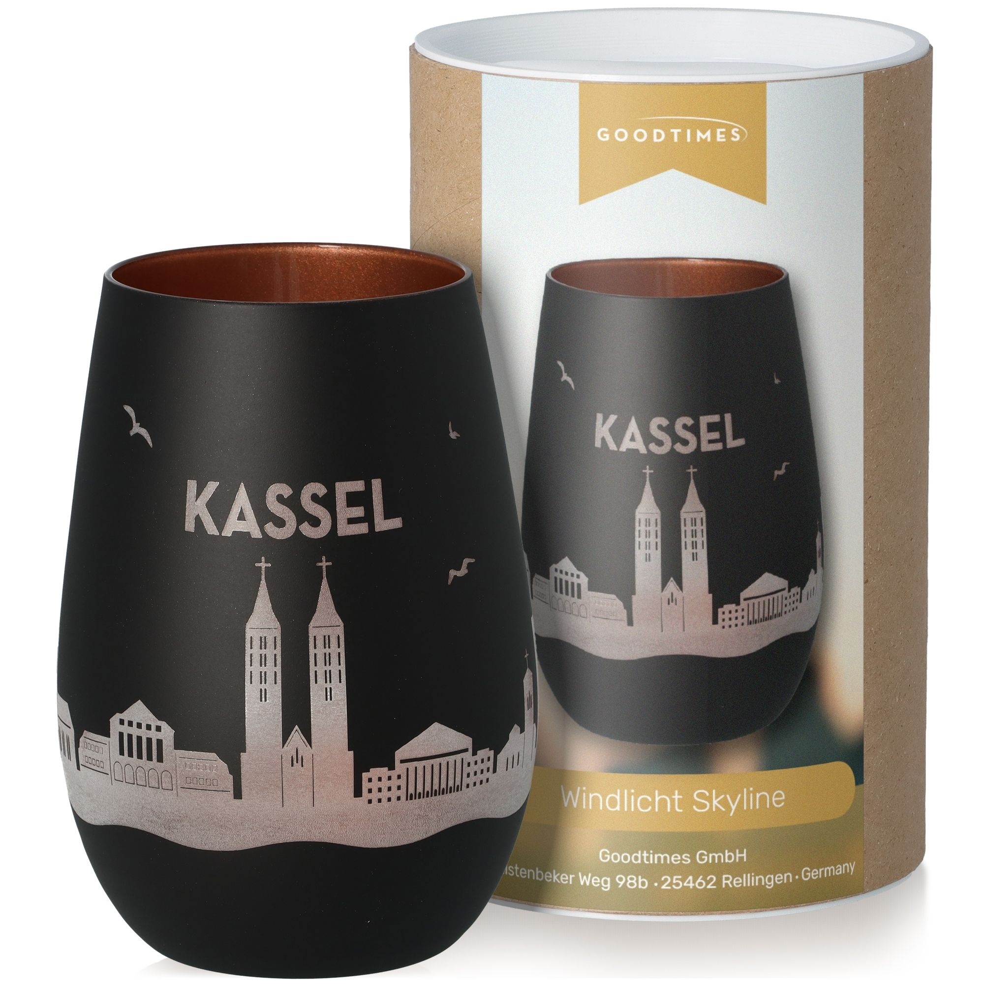 Windlicht Skyline Kassel Schwarz/Bronze Töpferei, Krug