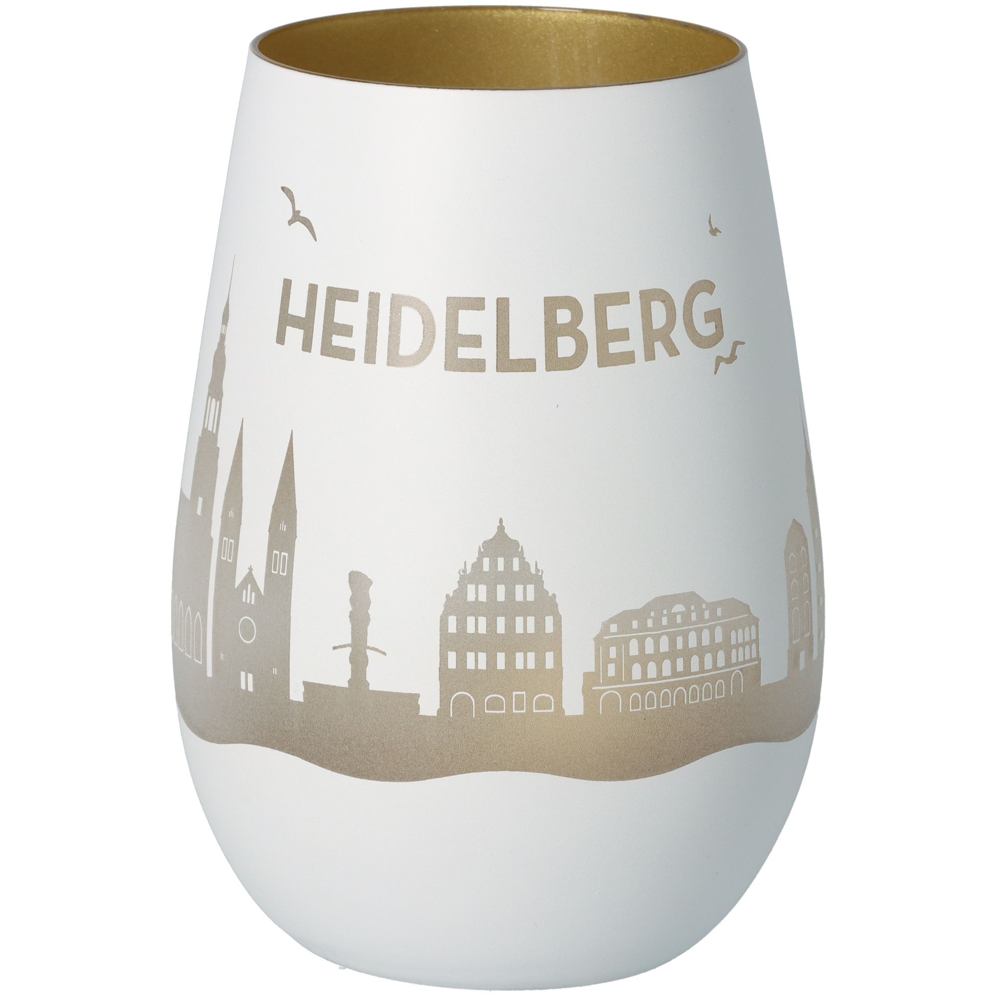 Windlicht Skyline Heidelberg Weiß/Gold