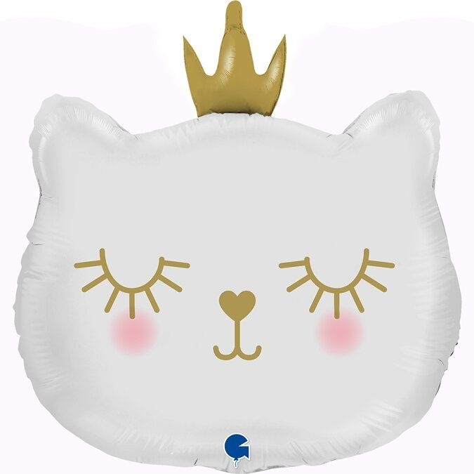 Folienballon "Katzen Prinzessin" Weiß 65 cm Kissen, Dekoration für Zuhause, Geburtstagstorte, Essen, Hardware