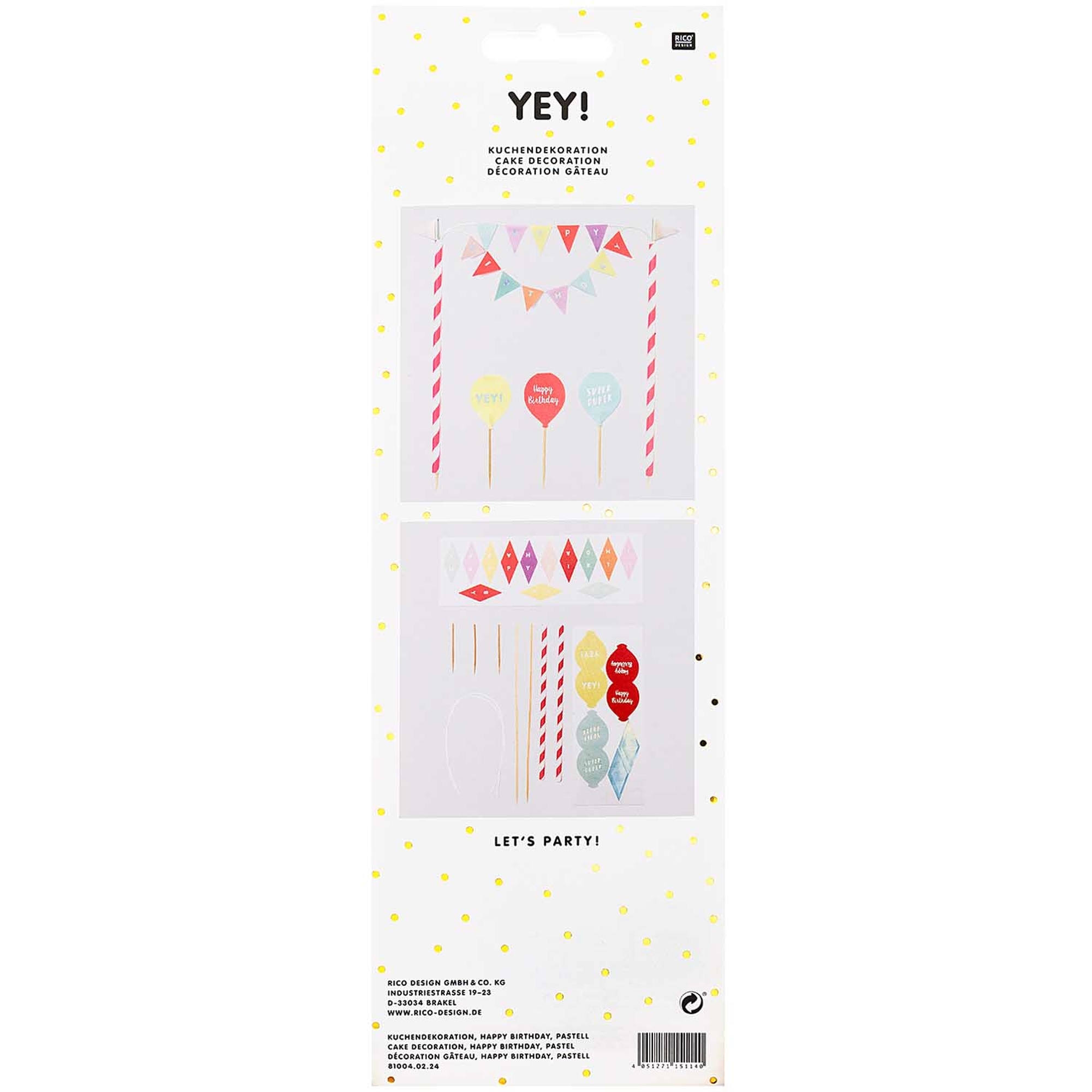 Cake Topper - Girlande Happy Birthday pastell Cake Topper - Girlande Happy Birthday pastell