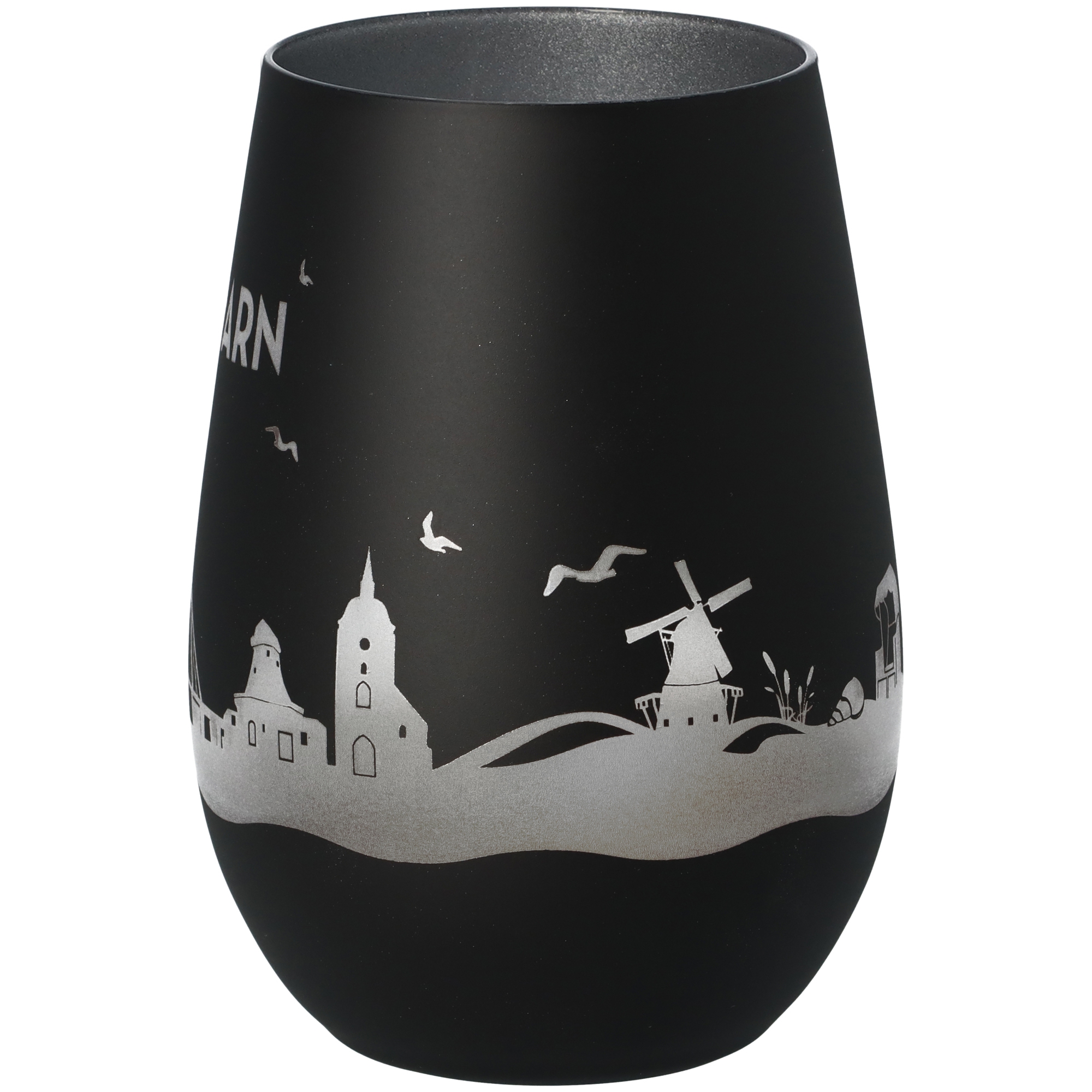 Windlicht Skyline Fehmarn Schwarz/Silber Windlicht Skyline Fehmarn Schwarz/Silber