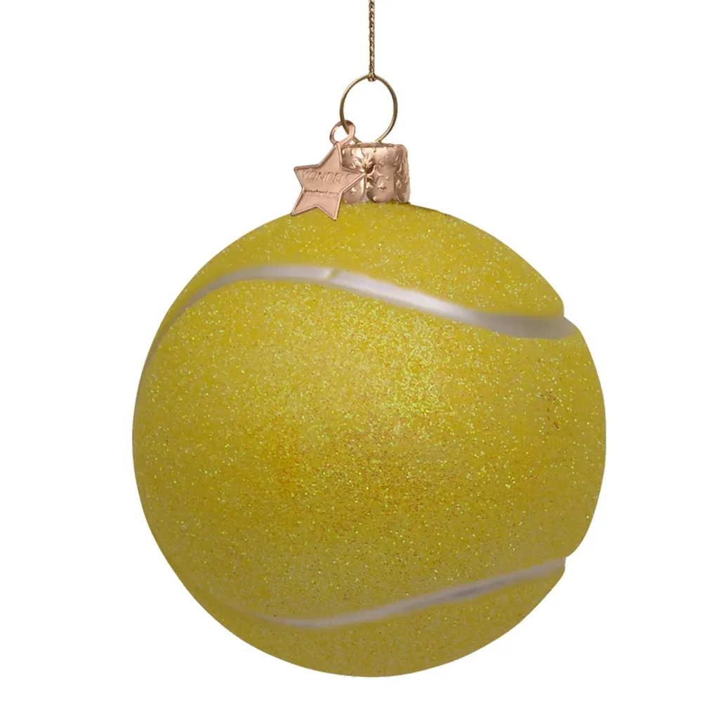 Tennisball-Optik, Gelb, Glitzer, Christbaumschmuck, Ornament