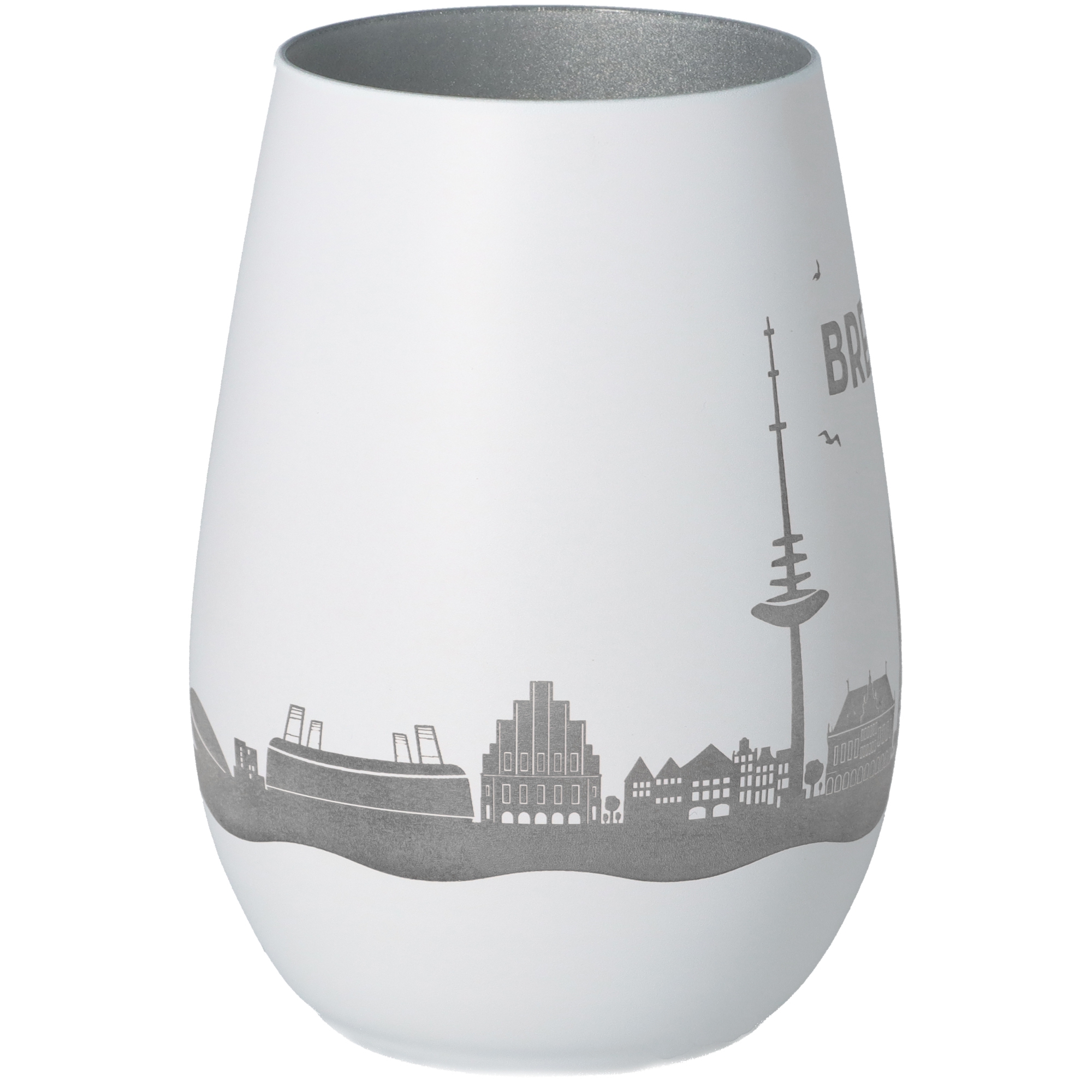 Windlicht Skyline Bremen Weiß/Silber