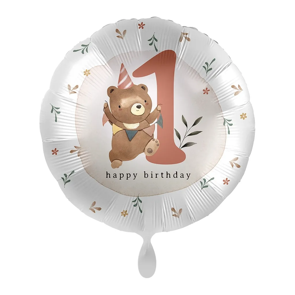 Folienballon "Zahl 1 Bär" 45cm