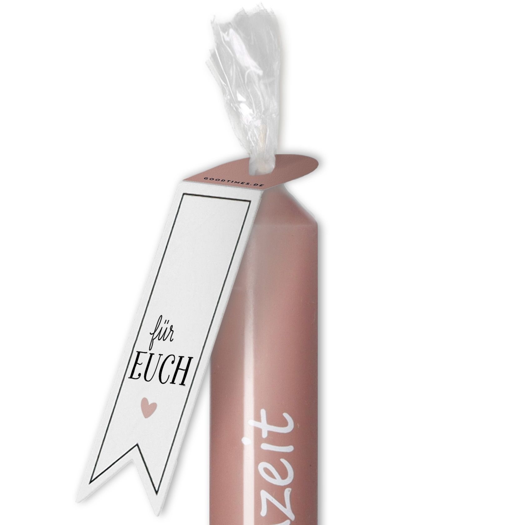 Stabkerze Dunkelrosa "Rosenhochzeit"