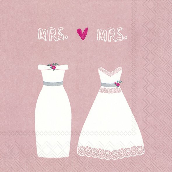 20 Servietten "Mrs ♥ Mrs"