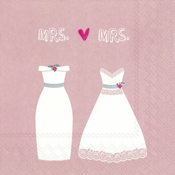 20 Servietten "Mrs ♥ Mrs"