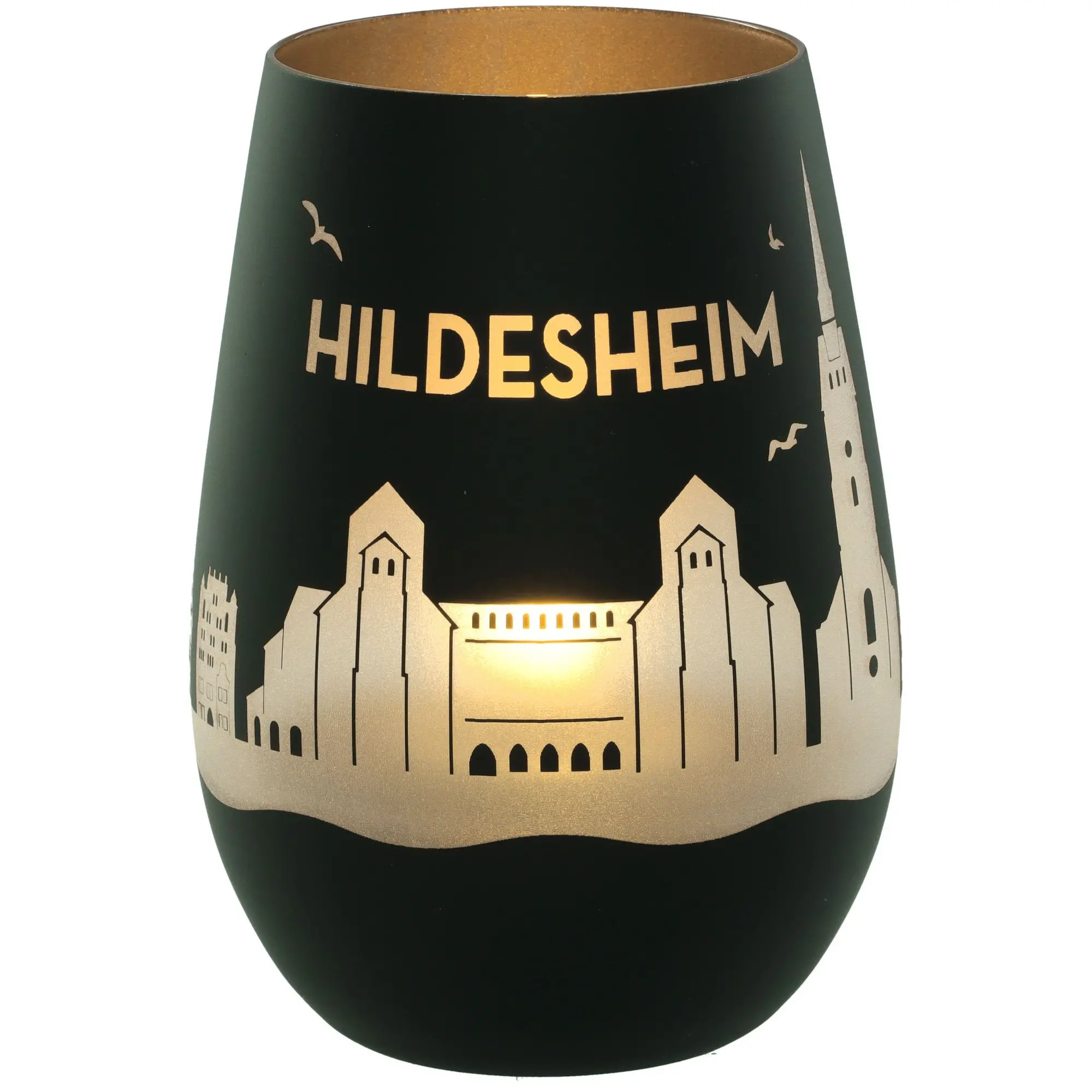 Windlicht Skyline Hildesheim Schwarz/Silber