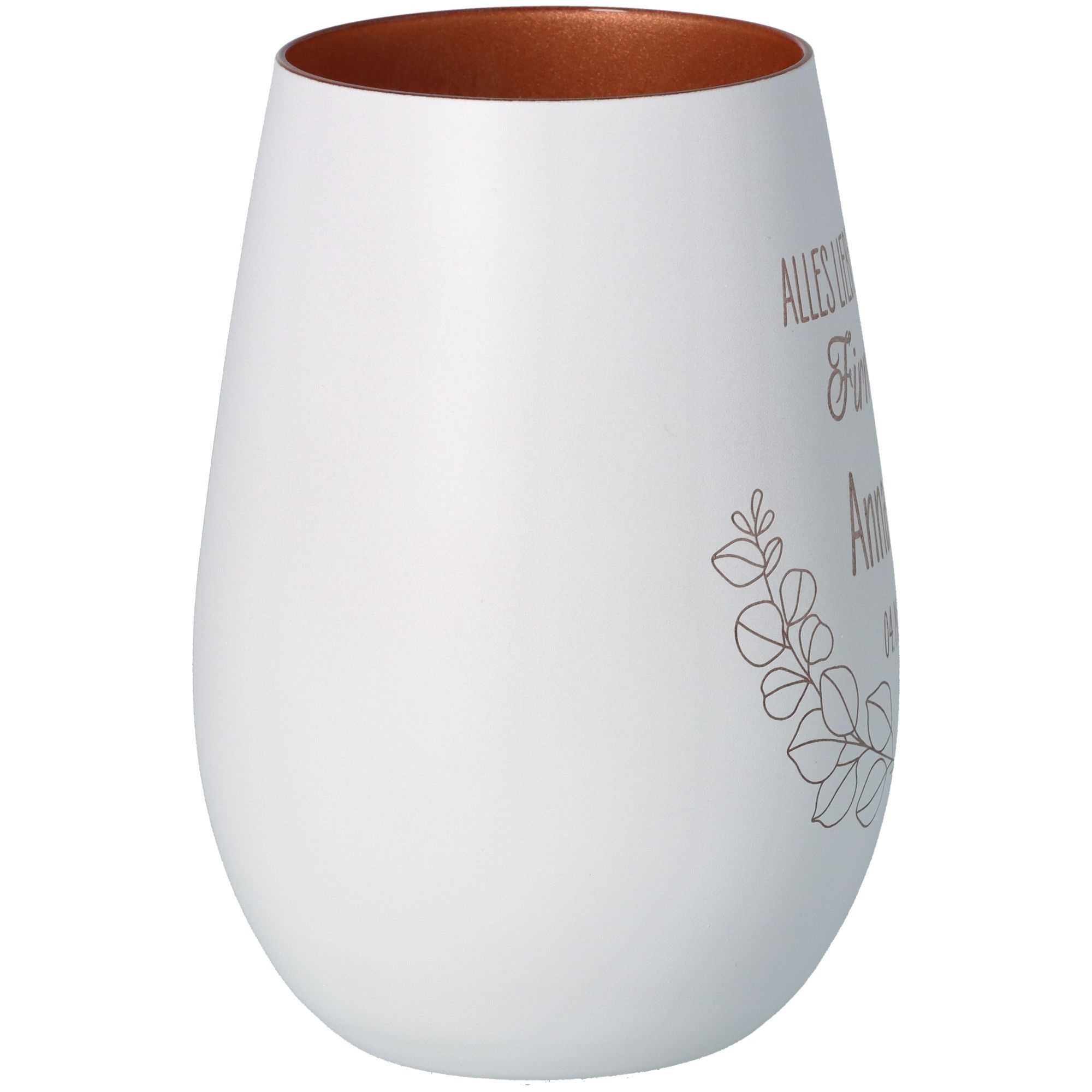 Windlicht Firmung Weiß/Bronze "Name + Datum" Windlicht Firmung Weiß/Bronze "Name + Datum"