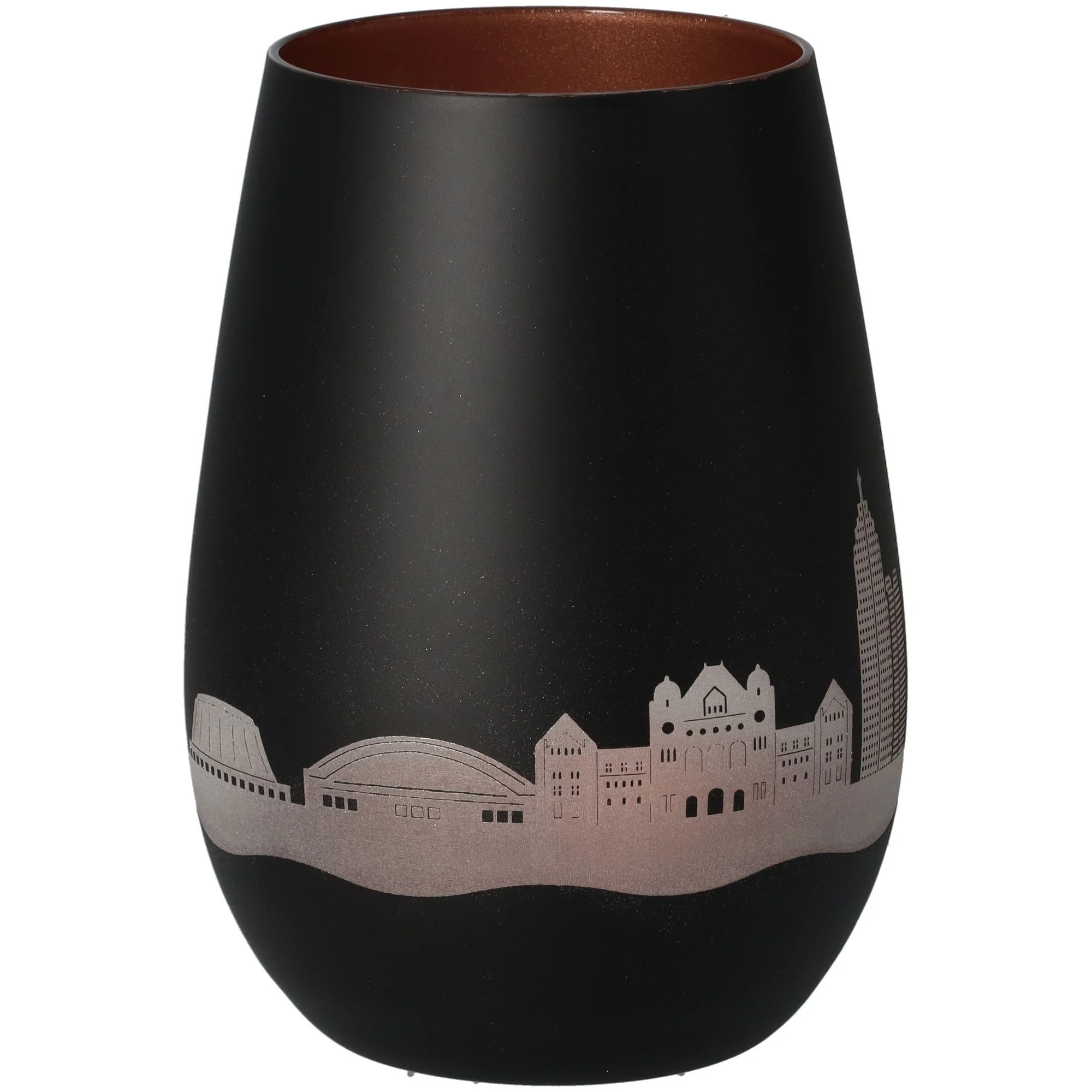 Vase, Schwarz, Stadtansicht, Matt, Keramische Vase