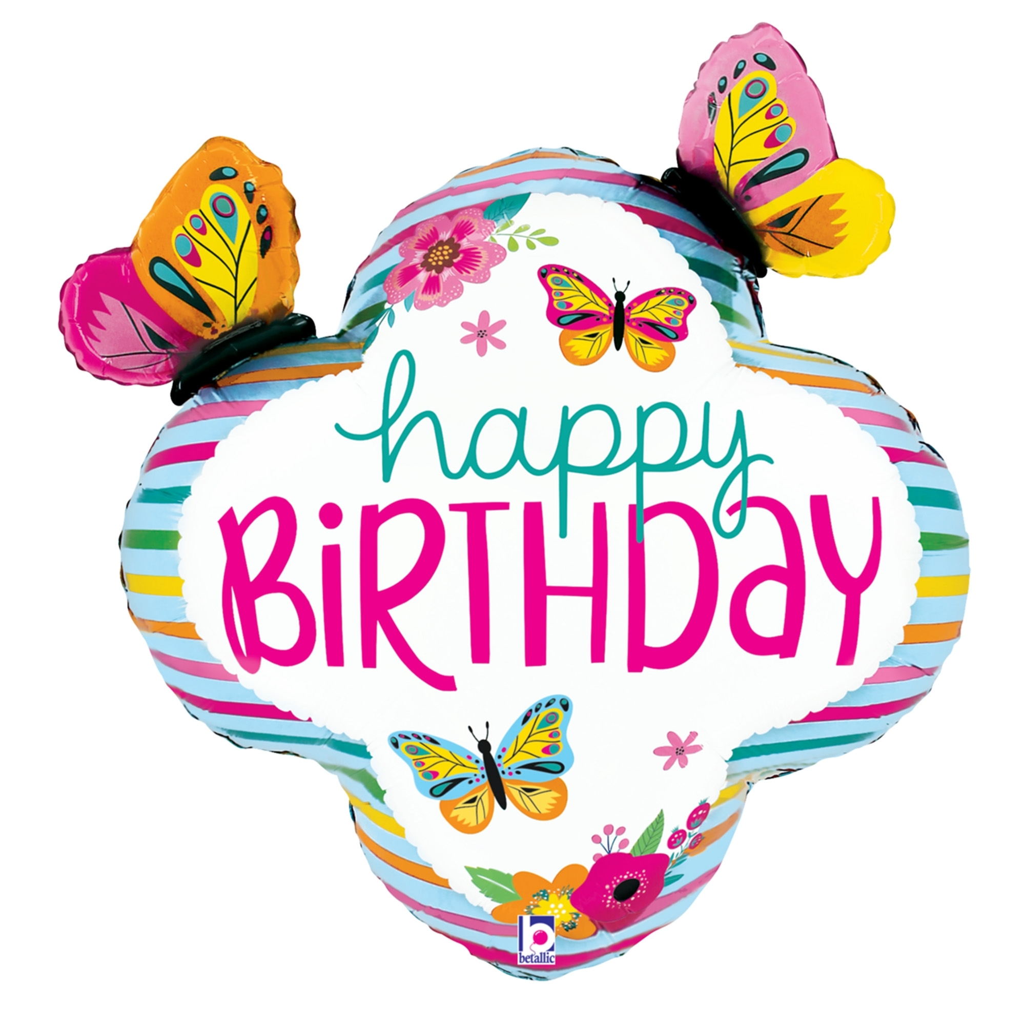 Folienballon "Happy Birthday mit Schmetterlingen" 75cm Folienballon "Happy Birthday mit Schmetterlingen" 75cm
