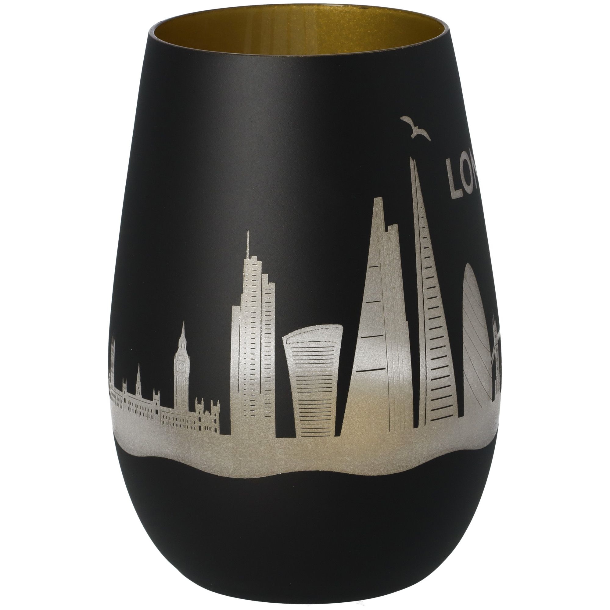 Windlicht Skyline London Schwarz/Gold