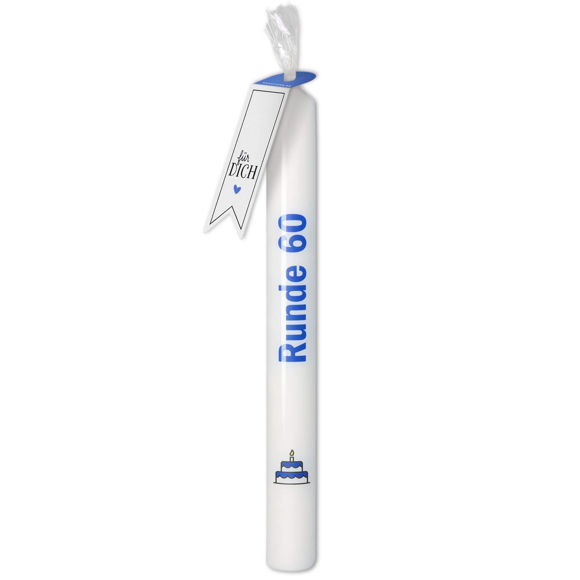 Stabkerze Weiß, Blau "Runde 60" Stabkerze Weiß, Blau "Runde 60"