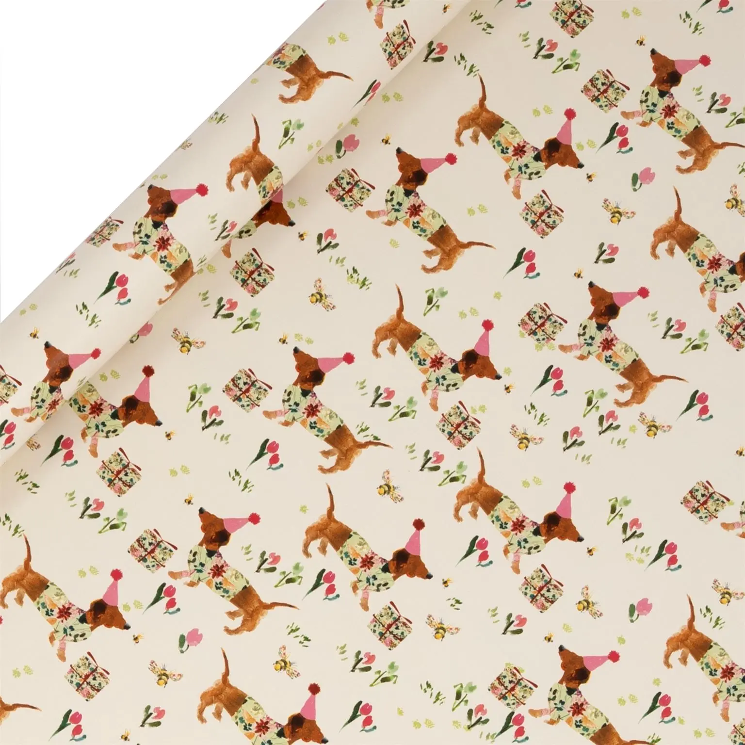 Geschenkpapier auf Rolle "Geburtstagsdackel" 4m