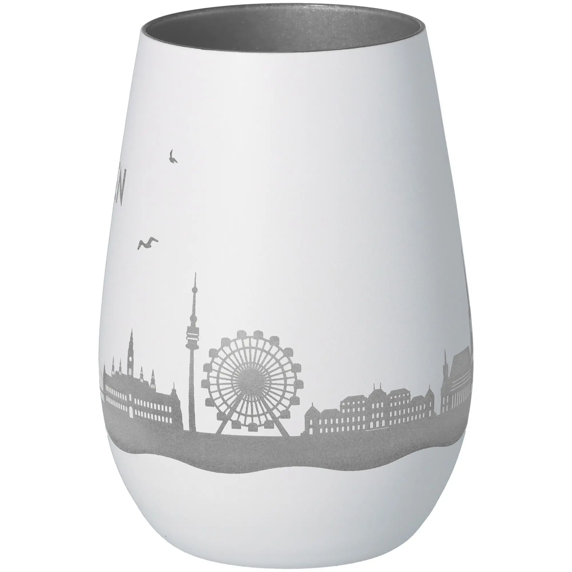 Windlicht Skyline Wien Weiß/Silber