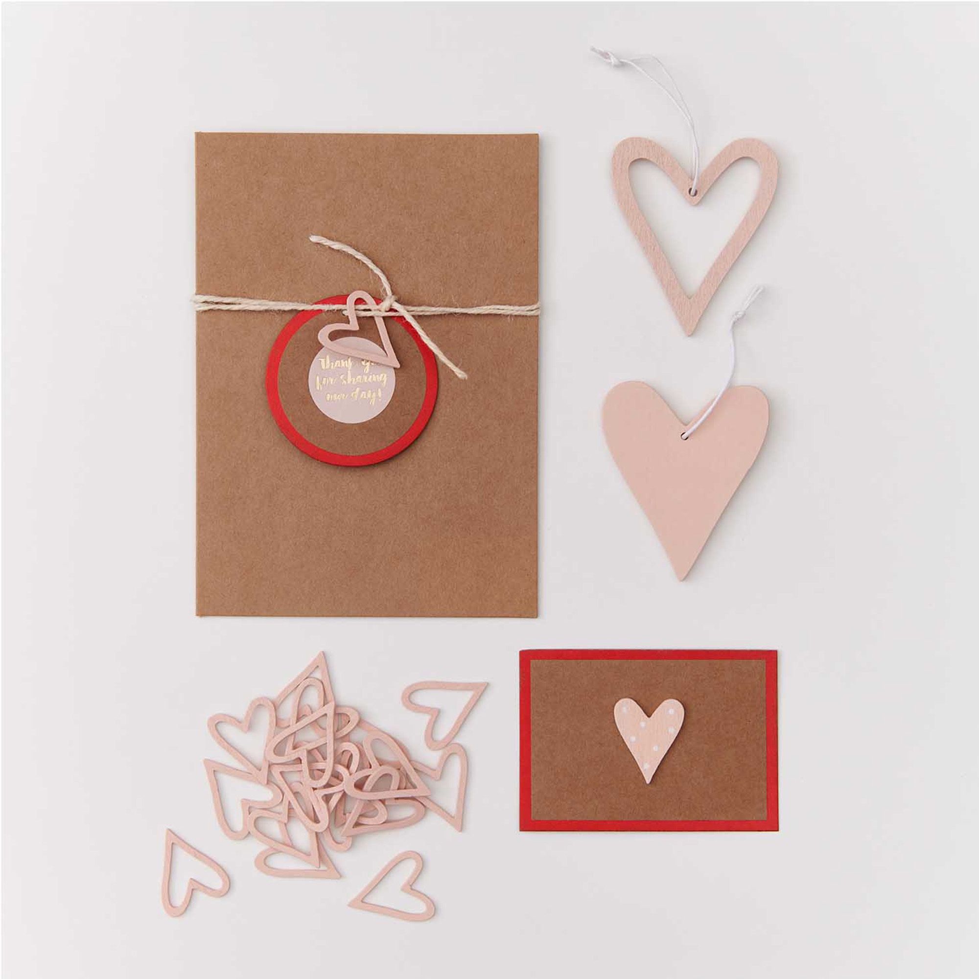 Konfetti - Holzstreu ♥ offen, Puder Briefumschlag, Grusskarte, Post