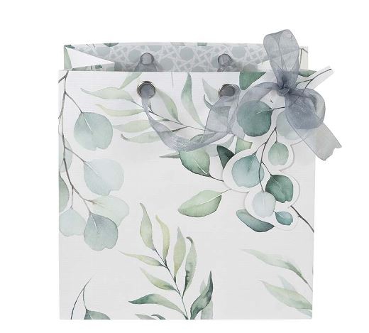 Geschenktasche "Eucalyptus und Co", Mint/Weiß