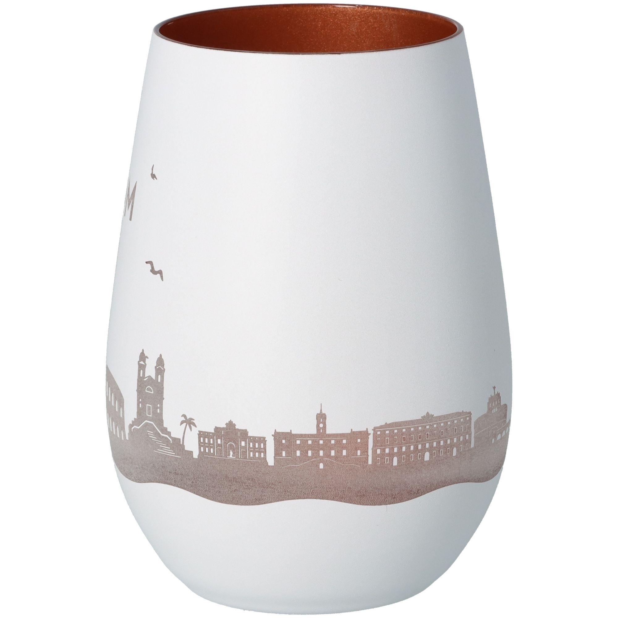 Windlicht Skyline Rom Weiß/Bronze Töpferei, Krug, Vase, Kunst, Porzellan