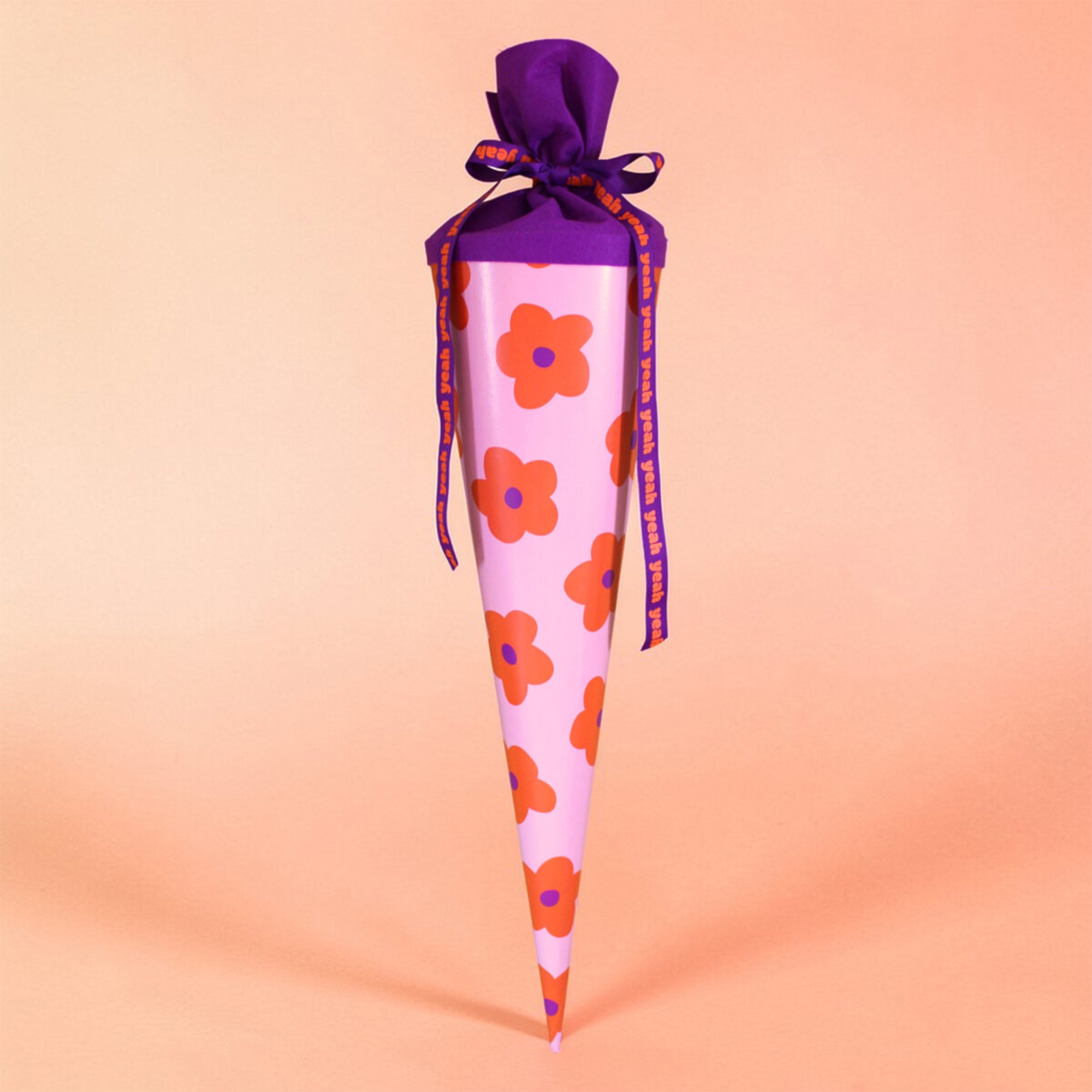 Tuten, Geschenktüte, Blumenmuster, Pink, Lila Schleife