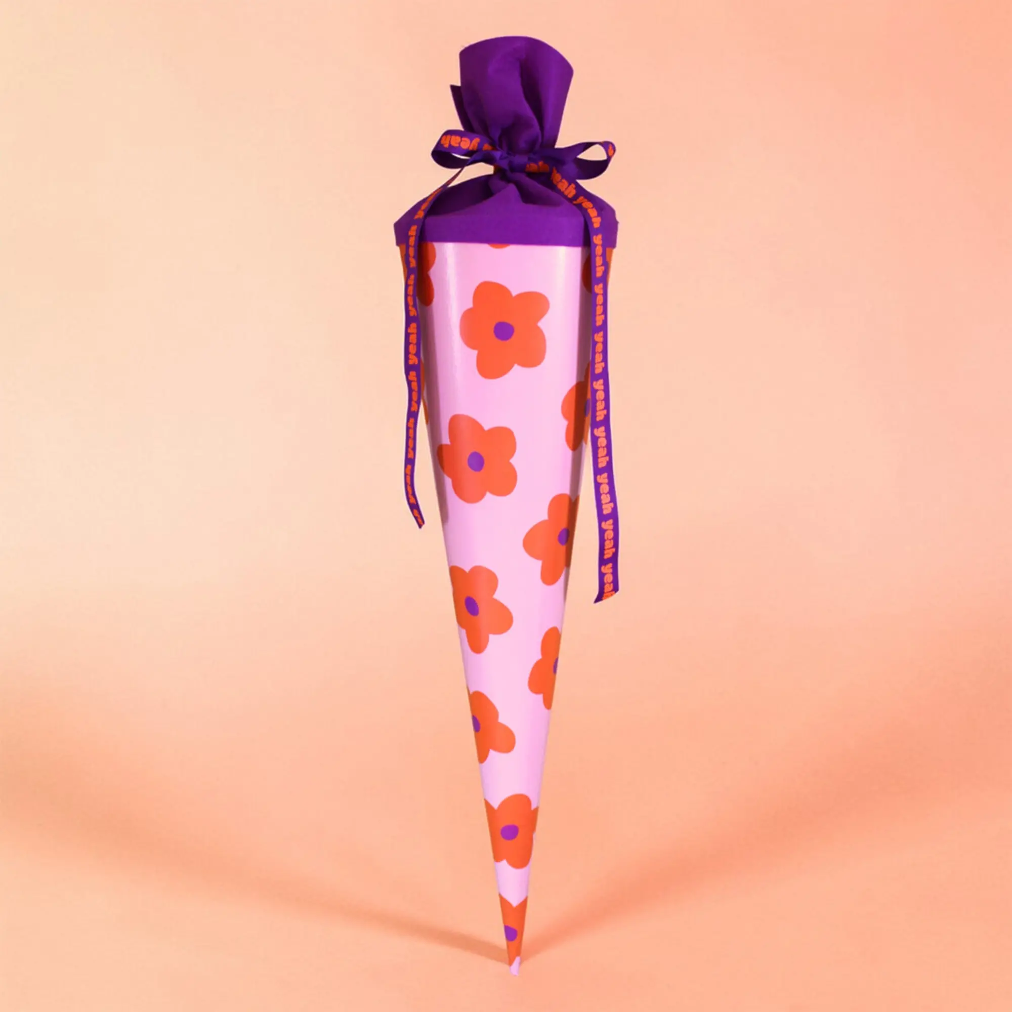 Tuten, Geschenktüte, Blumenmuster, Pink, Lila Schleife