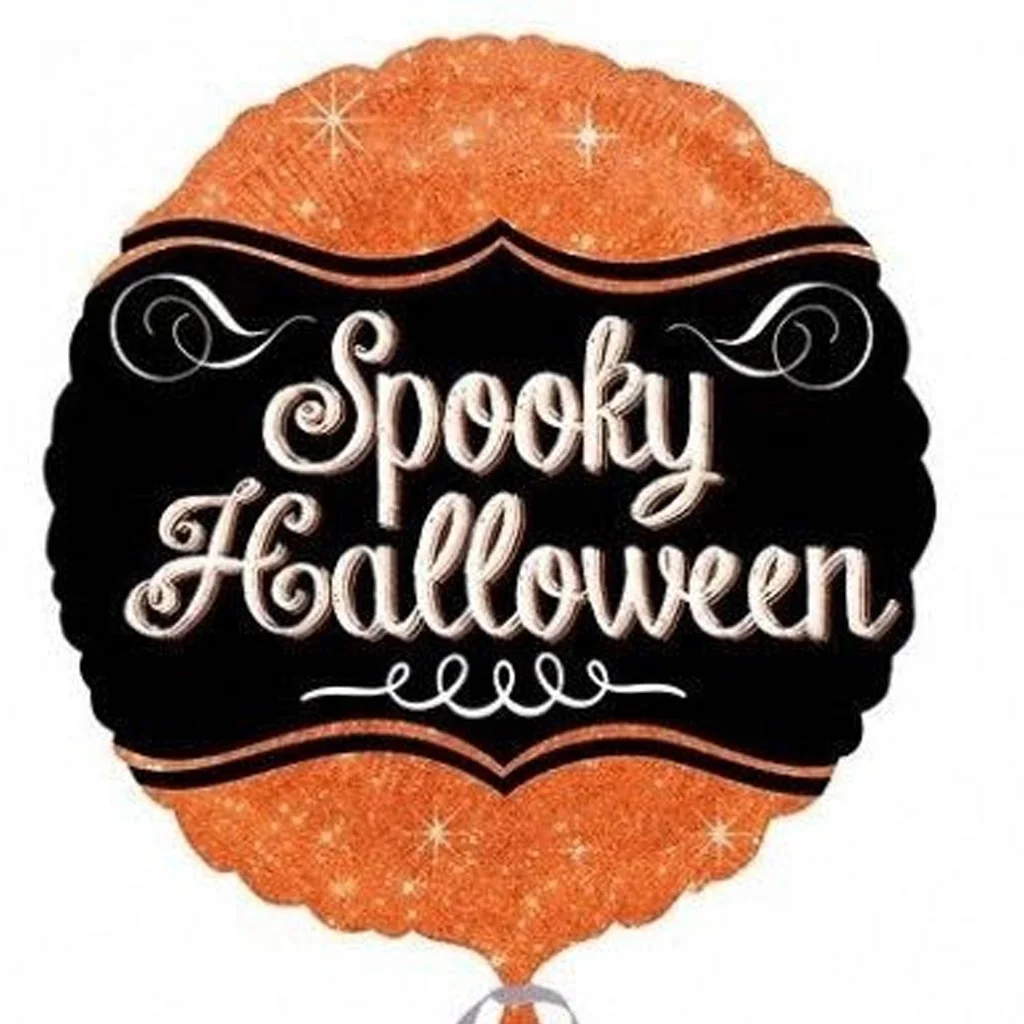 spooky, halloween, balloon, glitter, orange