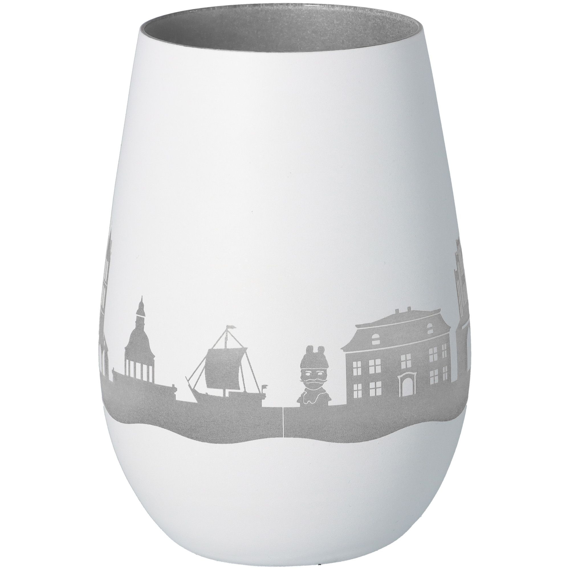 Windlicht Skyline Wismar Weiß/Silber Windlicht Skyline Wismar Weiß/Silber