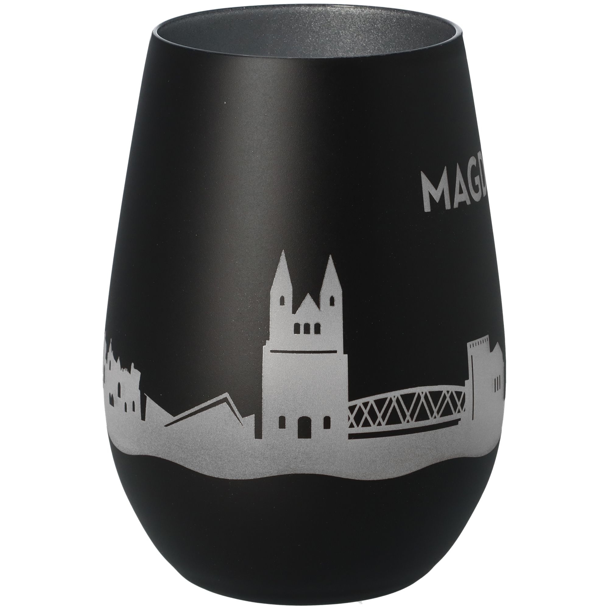 Windlicht Skyline Magdeburg Schwarz/Silber Windlicht Skyline Magdeburg Schwarz/Silber