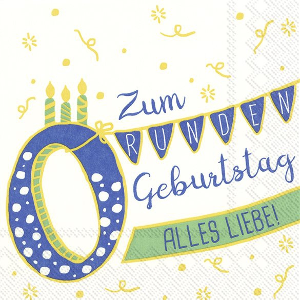 20 Servietten "Zum runden Geburtstag" Blau/Grün 20 Servietten "Zum runden Geburtstag" Blau/Grün