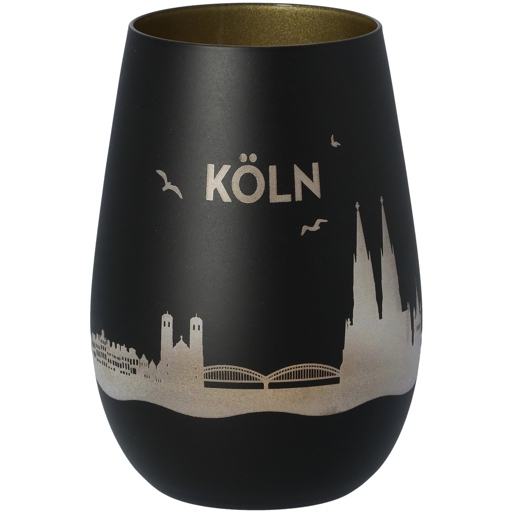 Windlicht Skyline Köln Schwarz/Gold