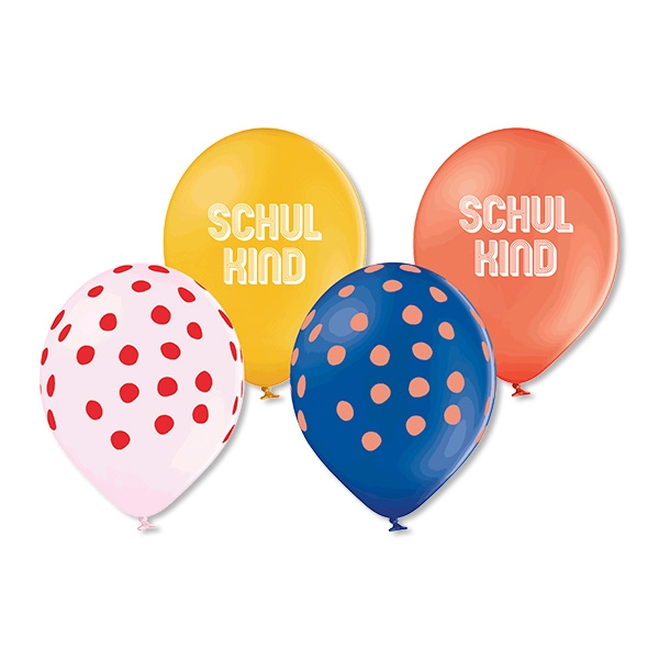 12 bunte Latexballons zur Einschulung "Schulkind"