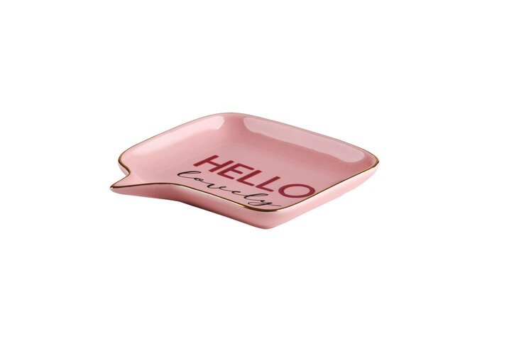 Dekoteller aus Porzellan, Sprechblase "Hello Lovely"