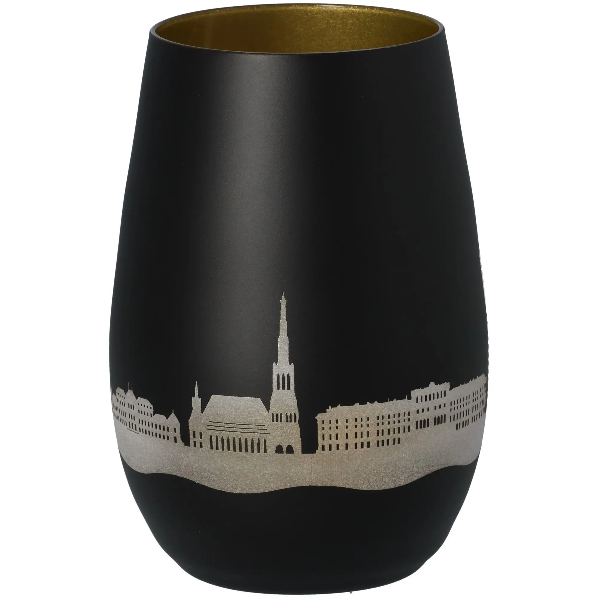 Windlicht Skyline Wien Schwarz/Gold