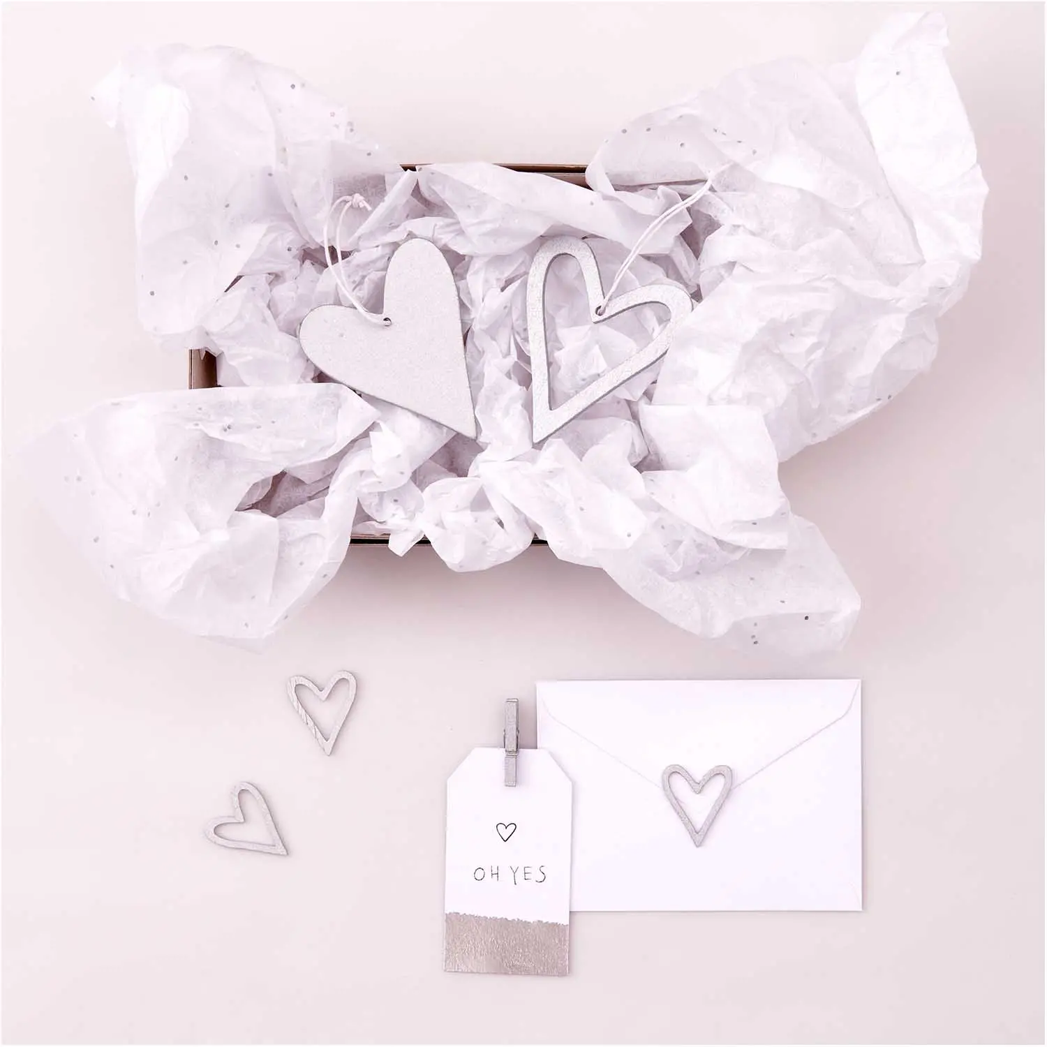 Konfetti - Holzstreu ♥ offen, Silber