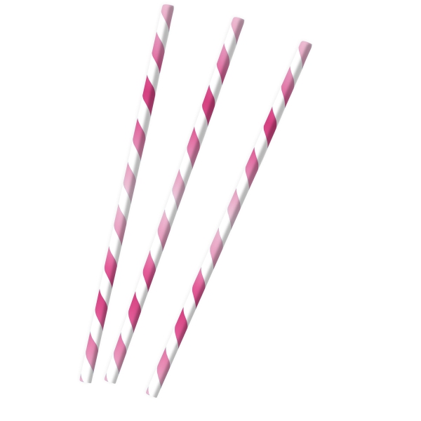12 Papier-Strohhalme, Rosa/Pink 12 Papier-Strohhalme, Rosa/Pink