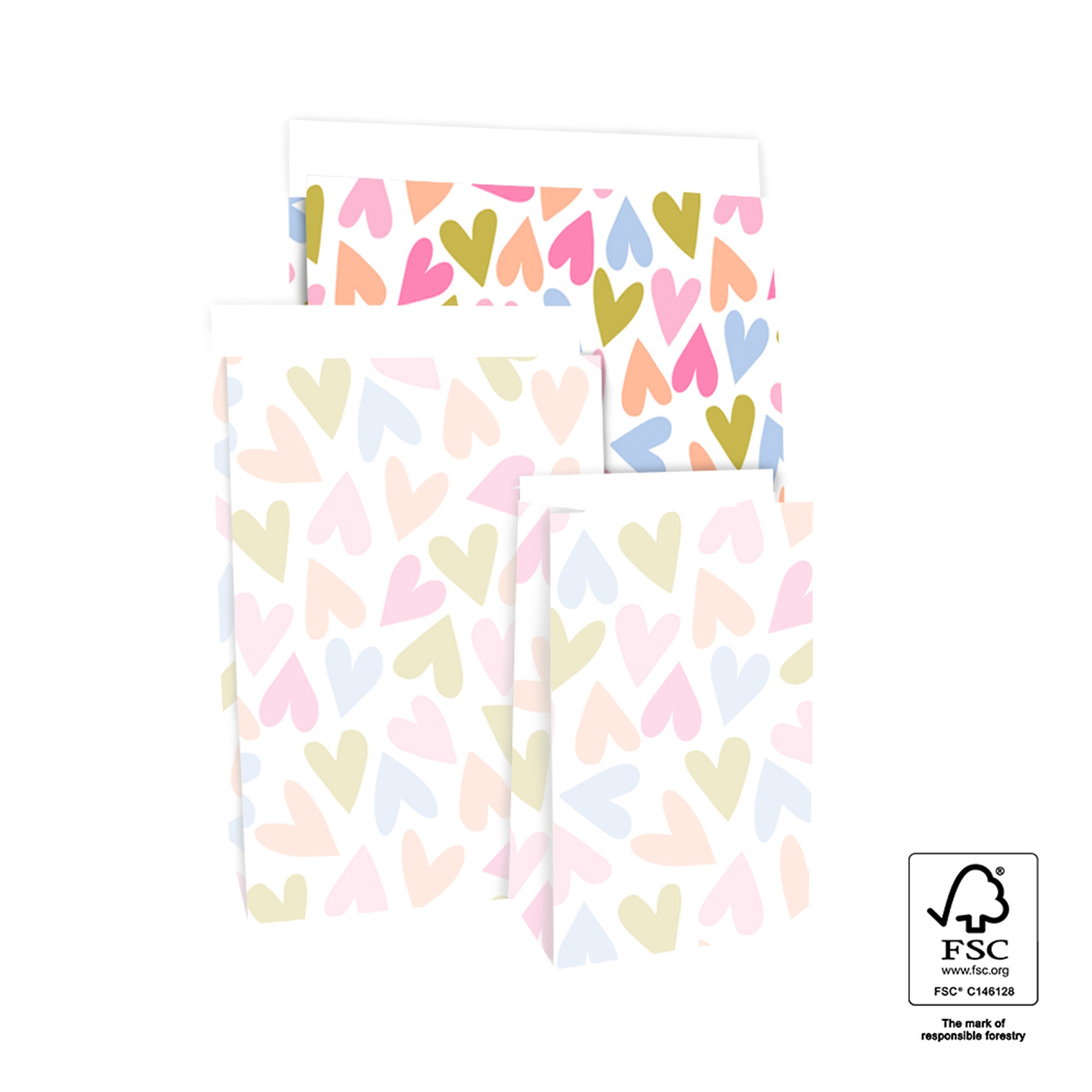 Blockbodenbeutel L "Herzen Bunt" Blockbodenbeutel L "Herzen Bunt"