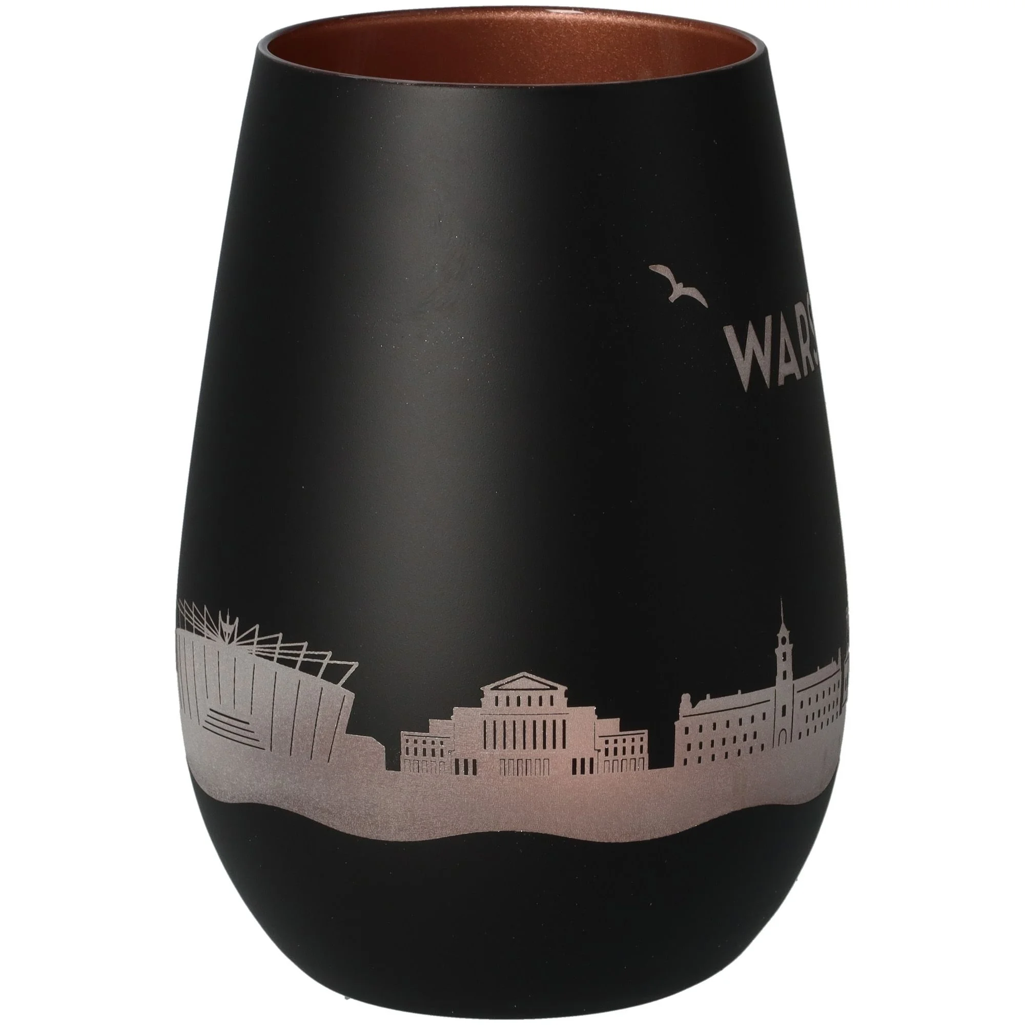 Vase, schwarze Vase, Silhouette Skyline, Mattierte Oberfläche, Stadtansicht Design