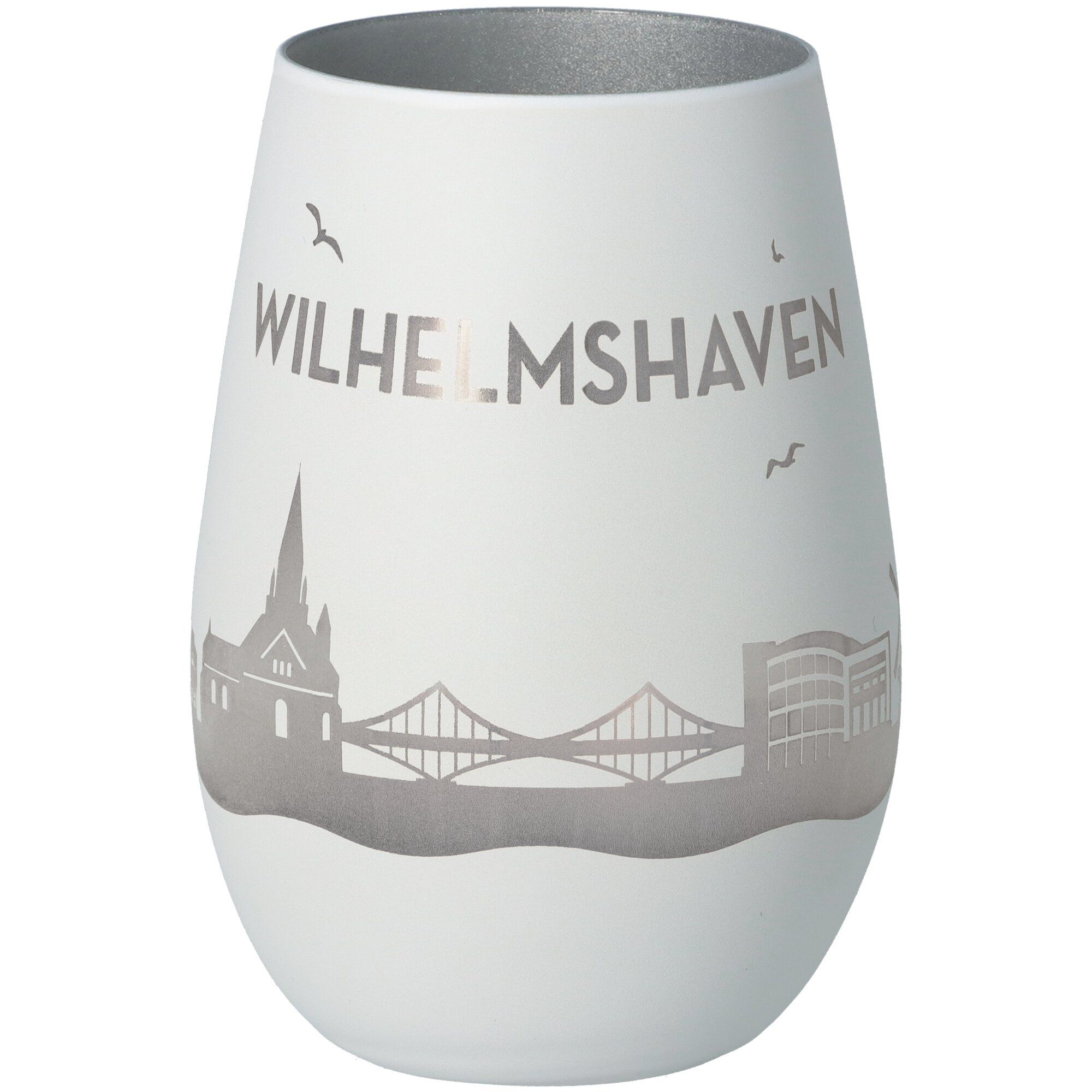 Windlicht Skyline Wilhelmshaven Weiß/Silber Windlicht Skyline Wilhelmshaven Weiß/Silber