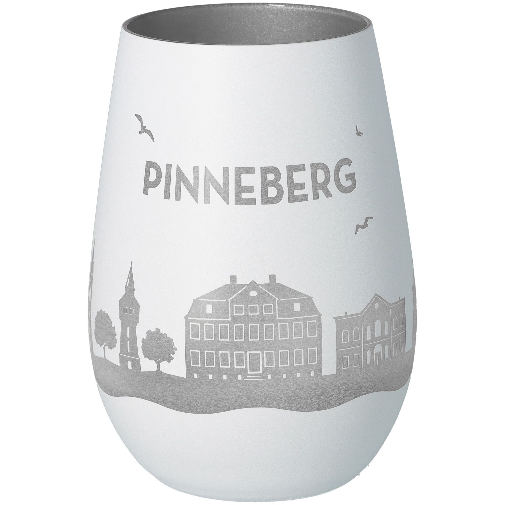 Windlicht Skyline Pinneberg Weiß/Silber Töpferei, Krug, Glas, Vase